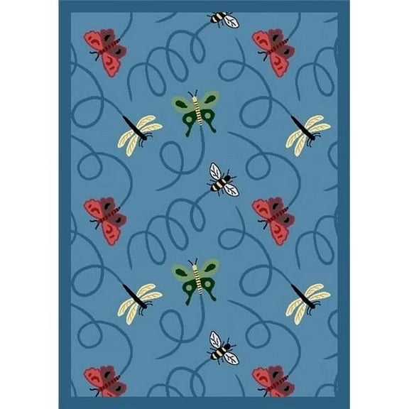 Wing Dings Blue 3 ft.10 in. x 5 ft.4 in.  WearOn Nylon Machine Tufted- Cut Pile Nature Rug