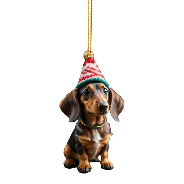 Adorno navideño para perro de dibujos animados, colgante acrílico para perro, suministros para fiesta en casa (E-1)
