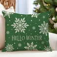 thumbnail image 2 of Hello Winter Snowflake Christmas Throw Pillow Cover 18x18 Inch Green Outdoor Christmas Decorations Xmas Seasonal Holiday Decorative Throw Pillow Case for Home Living Room Couch Porch Decor, 2 of 6