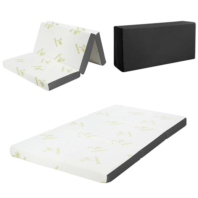 Costway 4'' Twin Size Tri-Folding Memory Foam Mattress W/ Carry Bag