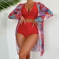 thumbnail image 2 of Swimsuit with Cover Up Set High Waist Bikinis 2024 3 Piece Bikini Set Cover Up Swimsuit for Women Long Sleeve Push Up Swimwear Beach Wear Bathing Suit Female Womens Swimwear Cover-ups, 2 of 9
