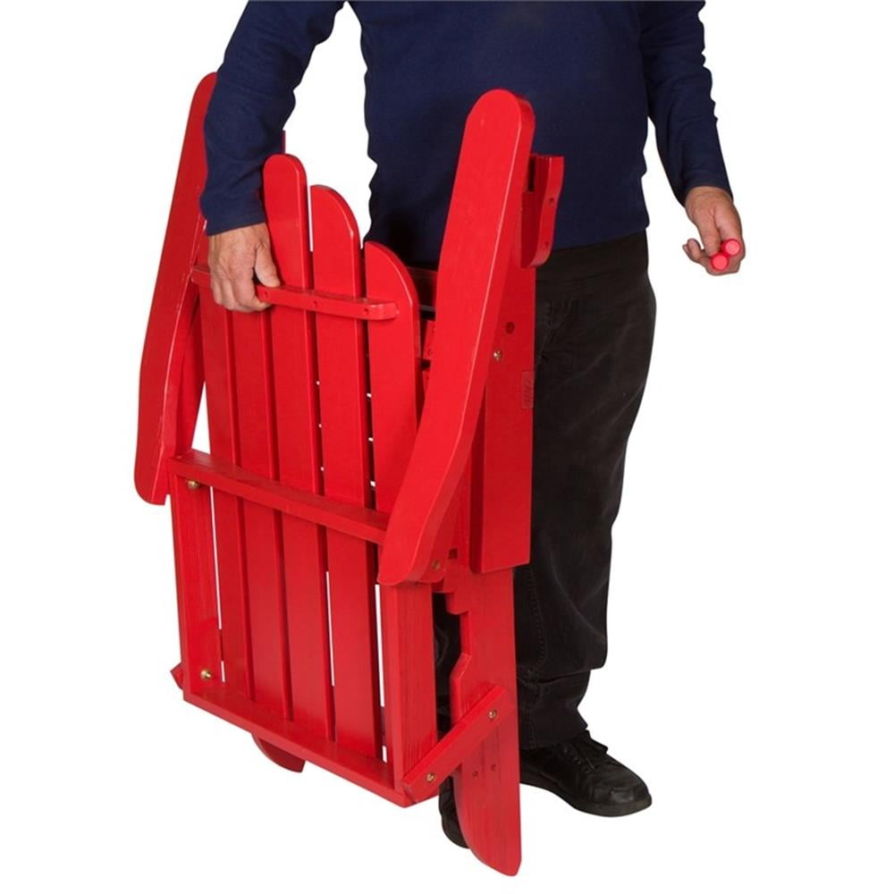 Pemberly Row Traditional Cedar Wood Folding Adirondack Chair in Red