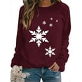 thumbnail image 5 of Xuanfei Women Christmas Snowflake Print Crew Neck Long Sleeve Top, 5 of 6