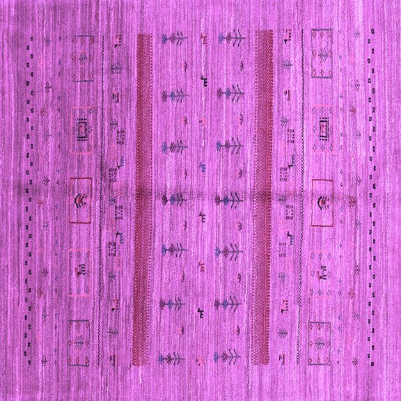 Ahgly Company Indoor Square Abstract Purple Contemporary Area Rugs, 3' Square