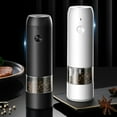 thumbnail image 1 of Stainless Steel Usb Rechargeable Electric Pepper Grinder, Led Warm Color Lights 6 Adjustable Thickness, One-button Control Grinding Tool, 1 of 8