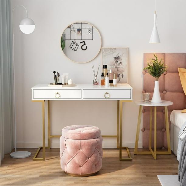 Modern Makeup Vanity Table Without Mirror Langria Writing Desk With 2 Large Storage Drawers S Work Station Computer For Home Office Small Areas Com Modern Makeup Vanity Table Without, Small Makeup Vanity Table Without Mirror