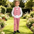 thumbnail image 3 of Iyufng 3 Piece Boys' Formal Vest Suit Sets, Summer Checkered Outfits for Boys, Collared Shirt with Trousers, Hat Set, Size 1-8 Years, 3 of 9