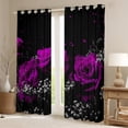 thumbnail image 2 of Manfei Romantic Rose Blackout Curtains Set of 2 (52x84 Each) for Lover, Couple Valentines Day Window Curtains, Black Purple Curtains and Drapes, Curtains Blackout Bedroom Decor, 2 of 6