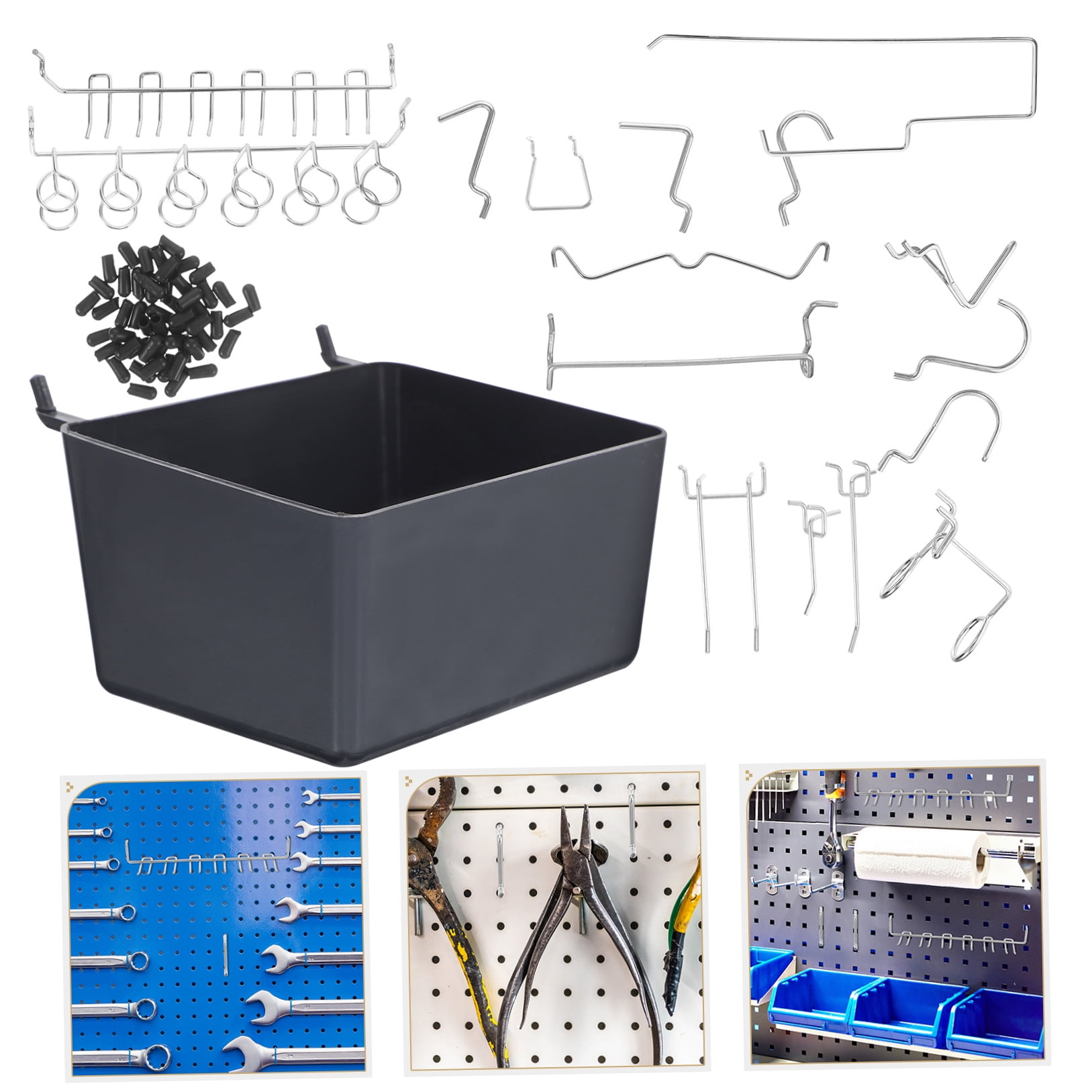 Tineasur 120-Piece Stainless Steel Pegboard Hooks and Organizers Set for Garage Storage, Tool Organization and Workshop Use