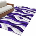 thumbnail image 2 of Area Rug 48×72in, Purple White Wavy Lines Floor Carpet Living Room Rug, Modern Abstract Stripes Non-Slip Welcome Mat Indoor Rugs for Bedroom Dining Room, 2 of 9