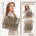 thumbnail image 5 of Leopard for Women,Canvas Letter Print Clear PVC Tote Large Work Hobo Handbag Top Handle Carry All Bag, 5 of 9