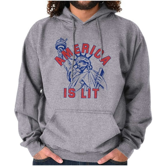 Statue of Liberty America is Lit Joke Hoodie Sweatshirt Women Men Brisco Brands S