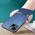 thumbnail image 7 of Dteck For iPhone 14 6.1 inch Slim Case,Luxury Natural Wood Grain PU Leather Anti-Fingerprint Rugged Shockproof TPU Bumper Anti-Scratch Protection Phone Case Cover.For iPhone 14,Blue, 7 of 7