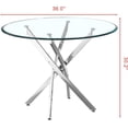 thumbnail image 2 of Modern Round Dining Table, 36'' Glass Top, Silver Legs, 2-4 People, 30'' Height, 2 of 7