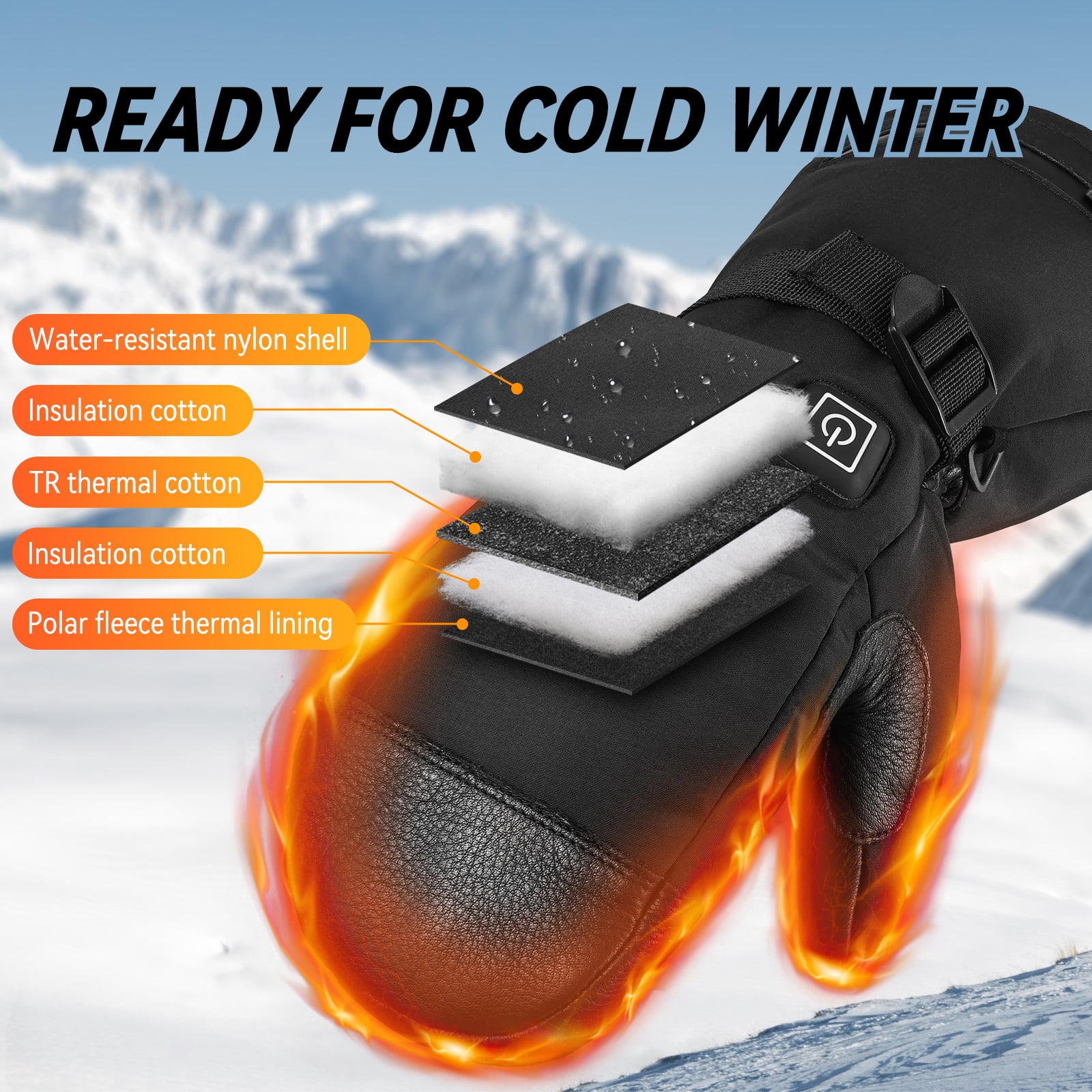 OZERO Heated Gloves Mittens for Men Women: 6000mAh Rechargeable Electric Heating Gloves for Skiing, Hunting, Fishing