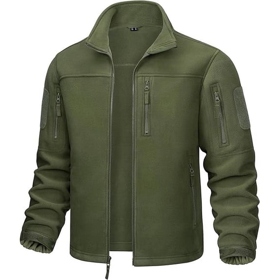Men's Fleece Jacket Tactical Full-Zip Winter Coat Jackets Multi Pockets
