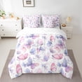 thumbnail image 2 of Castle Fairy Boys Girls Gradient Butterflies Bedding Comforter Set 7 Pieces,Dreamy Princess Full Bedding Set Lightweight,Spring Garden Fitted Sheet Flat Sheet,Luxury Bedroom Decor,Reversible, 2 of 8