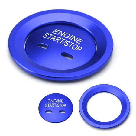 Aluminum Push Button iJDMTOY Blue Keyless Engine Push Start Button & Surrounding Ring For Cadillac Chevy GMC etc, 2pc Aluminum Ring/Cover Set ()