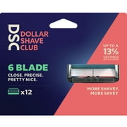 Dollar Shave Club Men's Razor 6-Blade Razor Blade Refills for Razor for Men and Women with Stainless-Steel Razor Blades & Trimmer, 12 Count