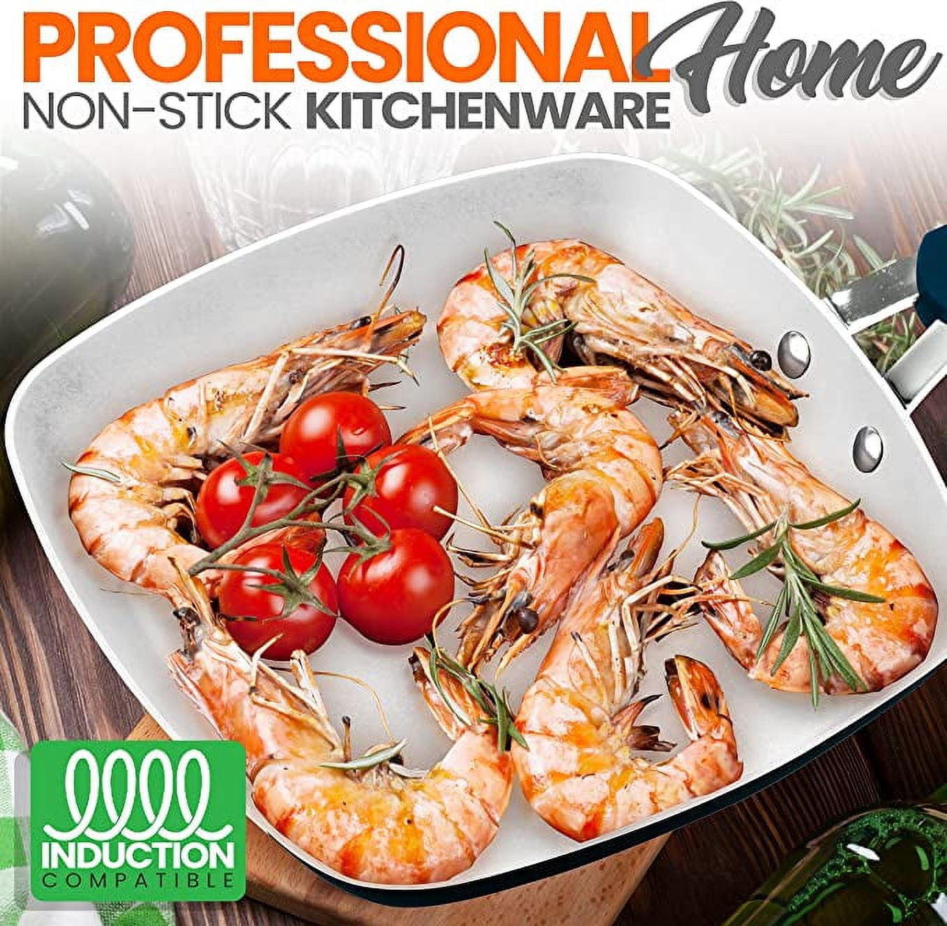 NutriChef  9.45'' Grill Pan - Non-Stick High-Qualified Kitchen Cookware