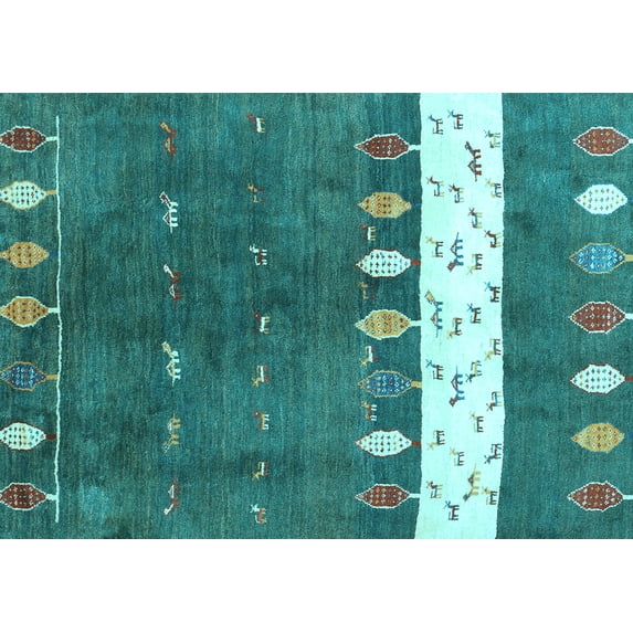 Ahgly Company Indoor Rectangle Abstract Light Blue Contemporary Area Rugs, 2' x 3'