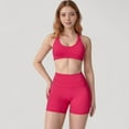 thumbnail image 2 of Women's High Waist Seamless Biker Shorts with Wide Waistband and Stretch Fit for Active Comfort - Large, Fuchsia, 2 of 7