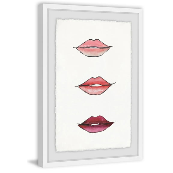 Lip Trio Vertical Framed Painting Print