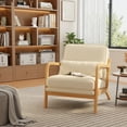 thumbnail image 5 of Lofka Mid Century Modern Accent Chair with Pillow Upholstered Lounge Fabric Reading Chair for Living Room, Beige, 5 of 8