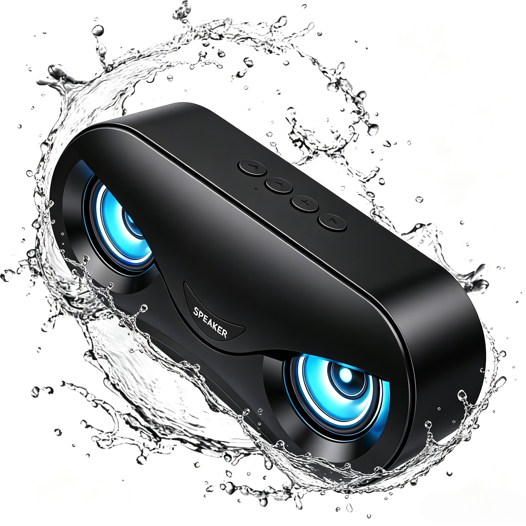 Bluetooth speaker, with bionic eye design. Supports USB/TF card/AUX interface, featuring Bluetooth 5.0 playback function, color and rhythm effects.