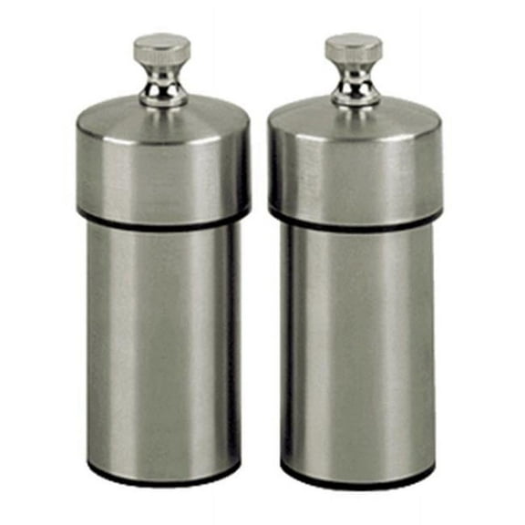 4 Inch - 10cm FuturaBrushed Stainless Pepper Mill Salt Mill Set