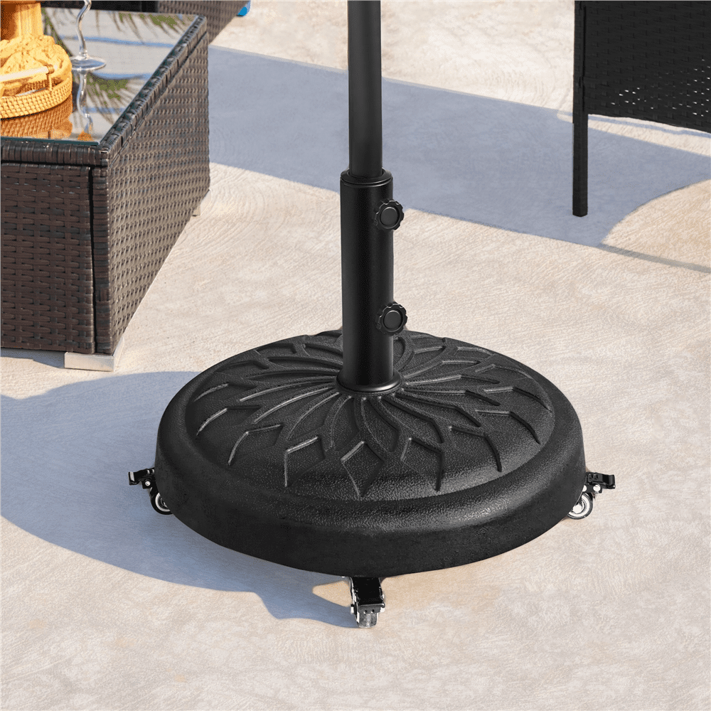 Renwick 20" Outdoor Rolling Patio Market Umbrella Base for Garden, Black