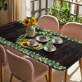 thumbnail image 3 of Spring Eucalyptus Sunflower Table Cloths for 3 Foot Rectangle Tables, Farmhouse Birds Brown Wood Patio Waterproof Elastic Fitted Tablecloths, Washable Rectangular Table Cover for Camping, 3 of 8