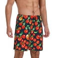 thumbnail image 2 of Susaid Tomatoes Print Mens Shorts, Breathable Lounge Sleepwear Set with Elastic Waistband and Pockets-Large, 2 of 6
