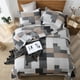thumbnail image 2 of Sahsahcasa Juego De Edredón Tamaño Queen 100% Algodón, Juego De Cama Queen, Colchas, Colcha De Retazos De Granja, Colcha Rústica Ligera, Reversible, Gris, Negro, Marrón, Blanco, 3 Piezas, 2 of 5