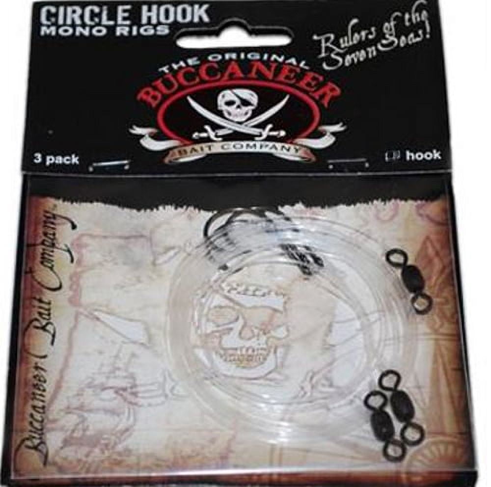 (3 pack) Buccaneer Circle Hook Mono Rig - #1/0