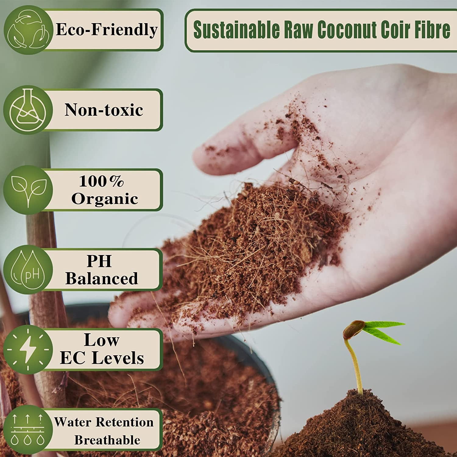 2 Pack Premium Coco Coir Brick for Plants- 100% Organic Compressed Coconut Coir Bricks Starting Mix, Coco Coir Fiber Coconut Husk for Planting, Gardening, Potting Soil Substrate, Herbs