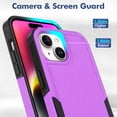 thumbnail image 3 of Defender Case for iPhone 15 6.1'' - Heavy Duty 1 in 1 Design Rugged Full Body Dustproof Shockproof Bumper Non-Slip Protective Cover,Purple,For iPhone 15, 3 of 10