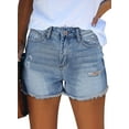 thumbnail image 3 of SOMER Women's Jean Shorts Mid Waisted Stretchy Ripped Denim Jean Casual Summer Shorts with Pockets, 3 of 5