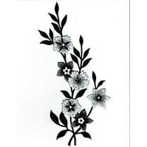 Flowers RIGHT - Black/White/Silver - LARGE - Iron on Applique/Embroidered Patch