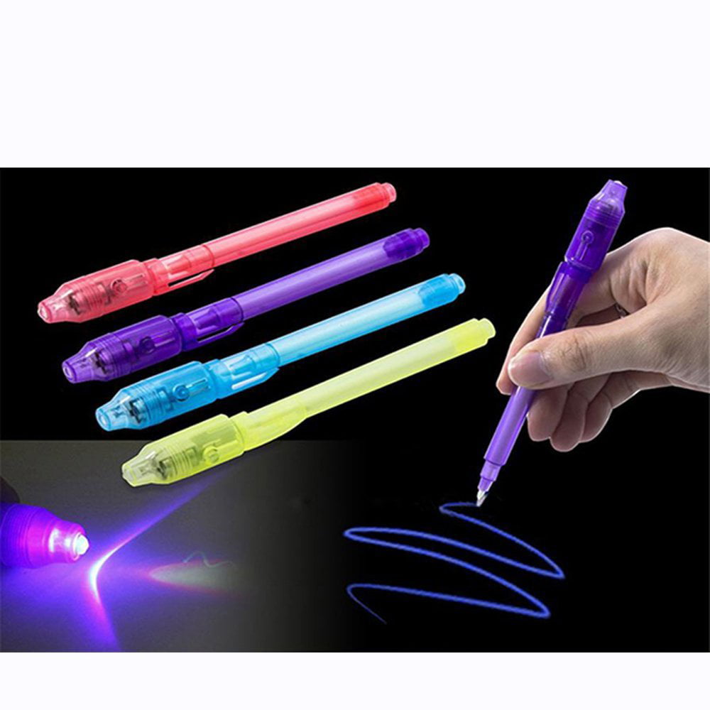 7 Pcs UV Light Pen Set Invisible Ink Pen Kids Spy Toy Pen with