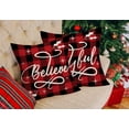 thumbnail image 5 of Red Black Buffalo Plaid Merry Bright Christmas Decorations 18x18 Inch Pillow Covers Winter Snow Set of 4 Xmas Tree Truck Holly Berry Believe Joyful Throw Pillow Cases Cover for Farmhouse, 5 of 6