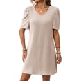 thumbnail image 4 of Taylonsss Womens Casual Striped Round Neck Short Sleeve Puff Dress Flowy Boho Style Beach Vacation Outfit, 4 of 8