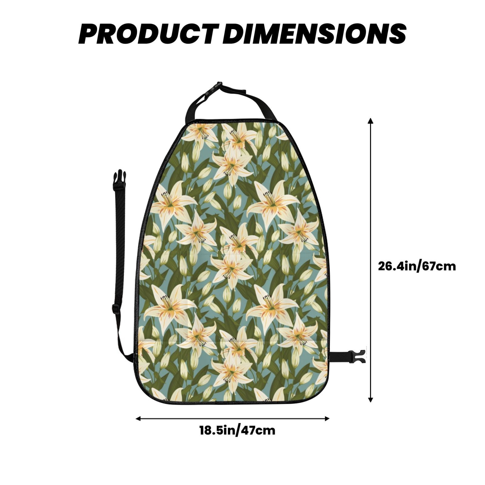 Xecao Lilies Flowers Pattern Car Seat Back Protector 2 Pack Large Capacity Pocket, Kick Mats Back Seat Protector