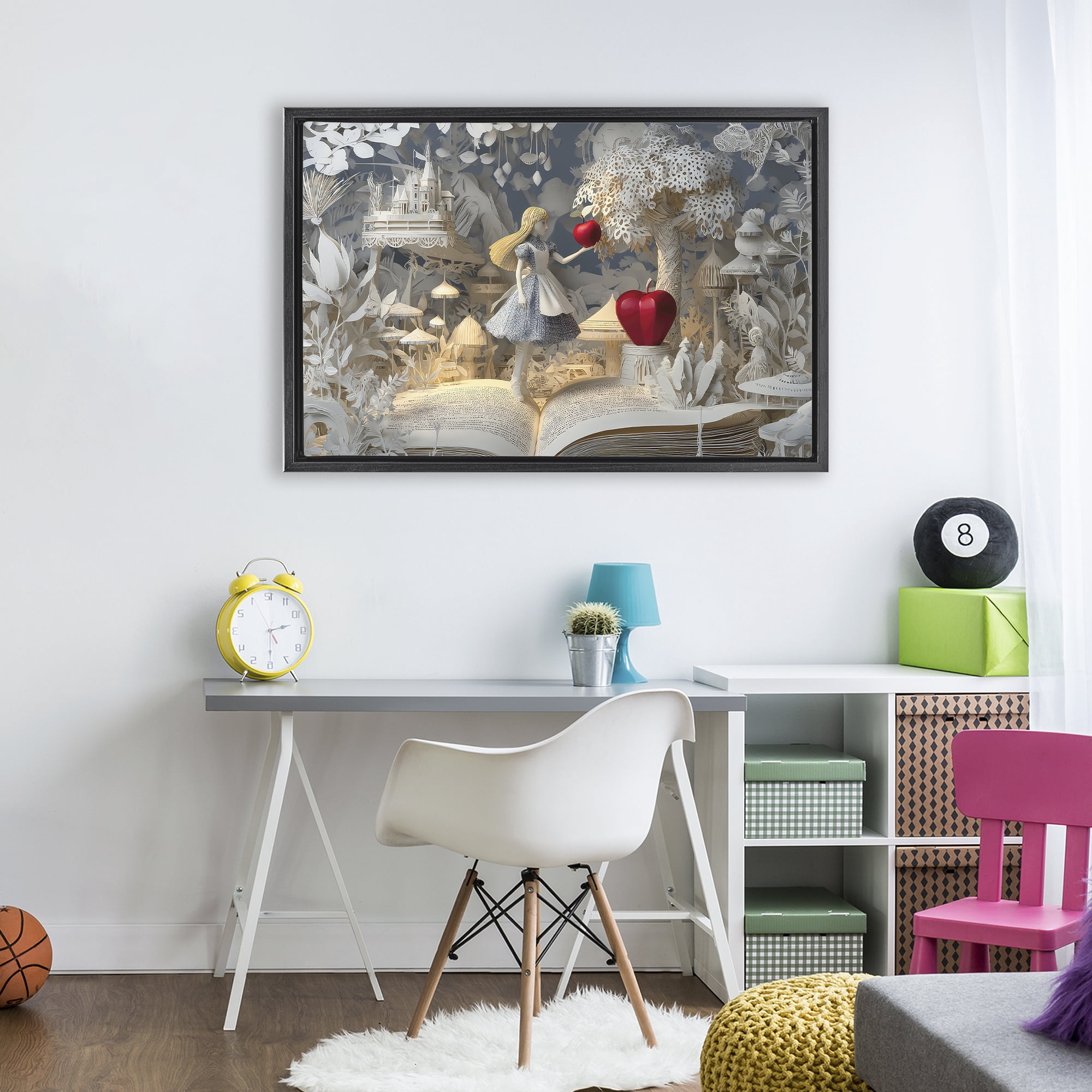 Stupell Industries Fairytale Scene Papercraft Black Framed Floater Canvas Wall Art, design by The Wands Want