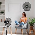 thumbnail image 4 of Ventilador 3 en 1 Pedestal Piso y Pared con 3 Velocidades de Potencia y 5 Aspas de Polipropileno Ventilador Oscilatorio Silencioso de Altura Ajustable 18 pulgadas 50W  Set 2 Piezas, 4 of 9