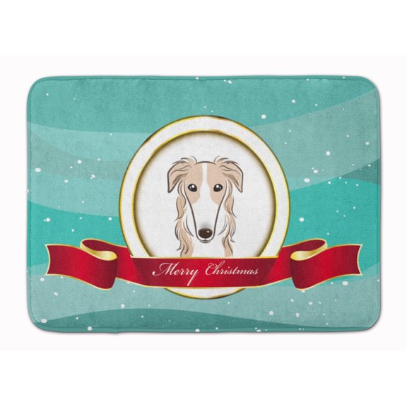 Carolines Treasures BB1538RUG Borzoi Merry Christmas Machine Washable Memory Foam Mat 19 X 27" multicolor