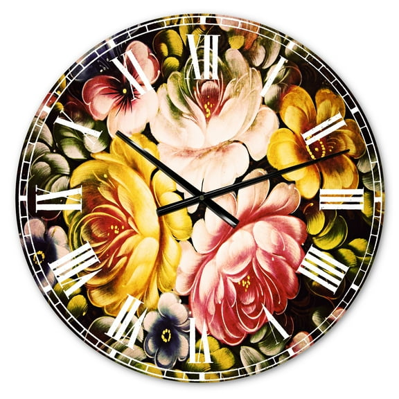 Designart 'Digital Flower Bouquet' Traditional wall clock
