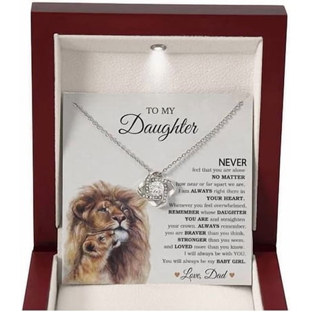 Necklace To My Daughter From Dad With Heartfelt Message and LED Box, Love Knot Necklace, Gifts For Grown Daughter, Graduation Gift For Daughter Adult, Father Daughter Necklace