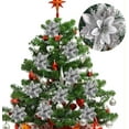 thumbnail image 5 of RECUTMS 10 Pcs Christmas Glitter Poinsettia Faux Flowers Christmas Flowers Decorations Wedding Xmas Tree New Year Ornaments (Silver), 5 of 7