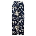 thumbnail image 5 of Palazzo Pants for Women 2026 Spring Summer Floral Print Elastic High Waist Wide Leg Loose Flowy Boho Beach Pants with Pockets, 5 of 7